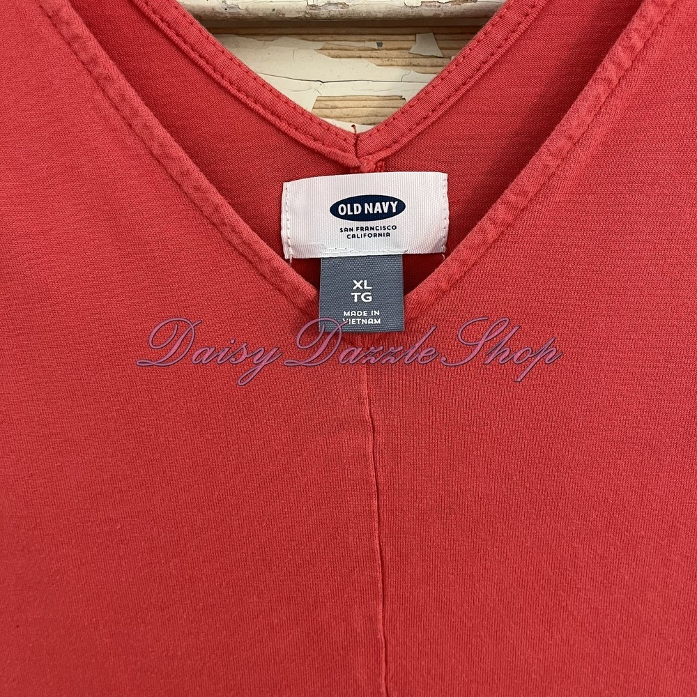 Old Navy Size XL Orange Deep V-Neck Cap Sleeve Blouse 🧡 - Picture 2 of 8